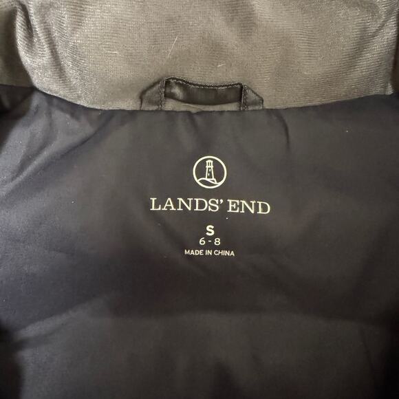 Lands End Silver Down & Feather Puffer Vest Sz S Quilted Metallic Outdoor Gray - Picture 4 of 7